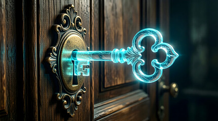 Digital key unlocking secure data access - cybersecurity and innovation concept