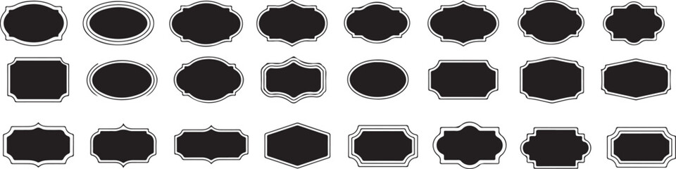 Black Outline Label Templates Collection. Decorative Border Badge Frames Collection .Elegant Vintage Frame Silhouettes for Branding