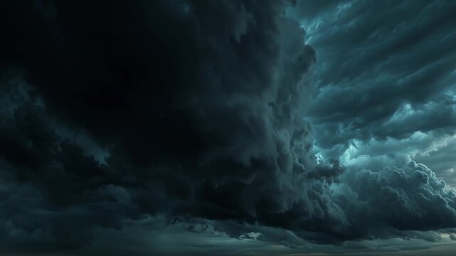 Dark stormy clouds gathering over the ocean, turbulent weather, dramatic sky, nature's fury, stormy seas