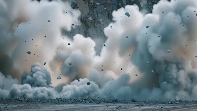 Volcanic eruption spews massive ash cloud into atmosphere over landscape from ground level
