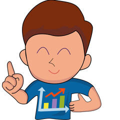 Illustration of A Boy with Growth Chart 