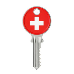 Obraz premium Swiss flag key icon isolated on transparent background