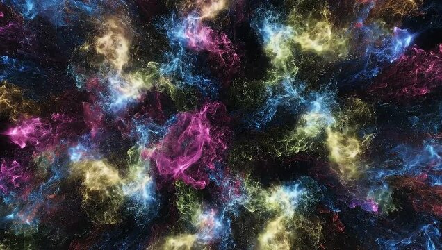 Vibrant Nebula Clouds in Deep Space from a Distant Cosmic Viewpoint