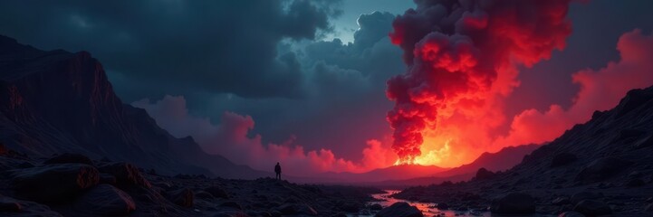 Dark, ominous smoke billows from a deep, fiery pit, Halloween aesthetic , design, halloween