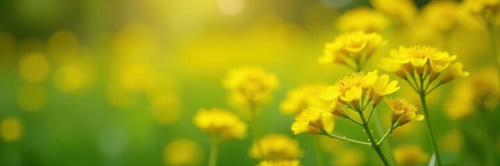 Vibrant yellow goldenrod blossoms, soft focus background , goldenrod flowers, outdoors