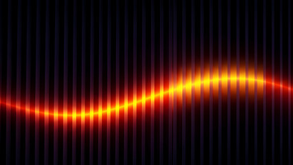 Vibrant orange and yellow waveform on a dark background with vertical lines