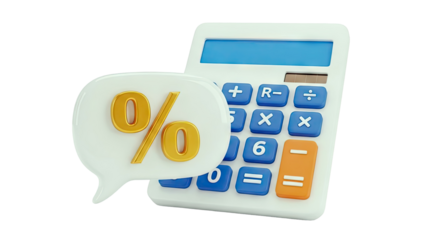 Calculator with Percentage Symbol in Speech Bubble