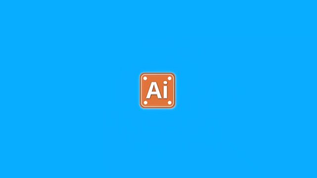 Flat motion graphic of an arrow hitting an AI icon at the center of a target on a blue background, symbolizing precision, smart goals, innovation, and focused artificial intelligence strategy.