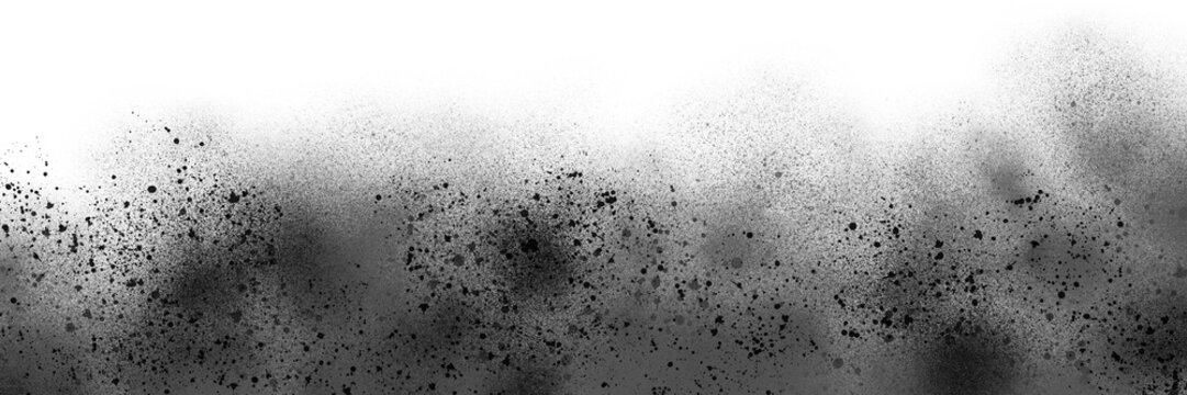 Abstract black spray paint splatter on transparent background