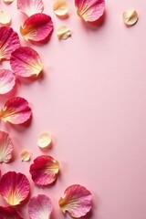 Delicate dried petals scattered on a soft pink floral backdrop , floral pattern, dried flowers background