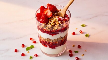 Delicious Strawberry Yogurt Granola Parfait Healthy Breakfast
