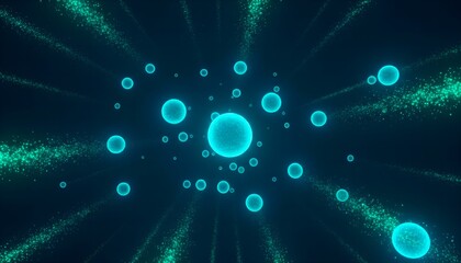 Abstract Luminous Spheres: Digital Flowing Particle Trails Background