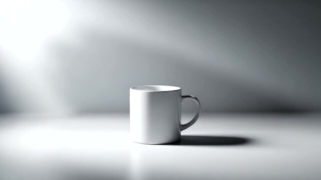 White Coffee Mug on Table with Shadow.