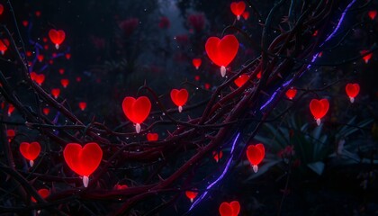 Red Hearts on Thorny Vines: Dark Enchanted Forest Love
