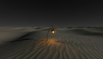 Desert Bloom: A Luminous Plant Illuminates the Sandy Expanse
