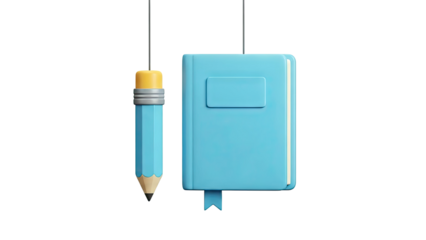 Blue Pencil and Book Hanging