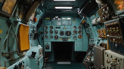 Fototapeta premium Vintage Airplane Cockpit Interior