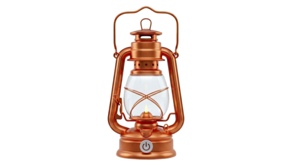 Copper Oil Lantern with Flame and Power Symbol