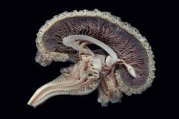 The hippocampus shrinking due to prolonged exposure to high cortisol.