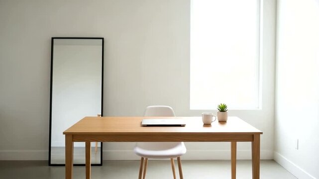 Modern Minimalist Home Office Workspace Interior.