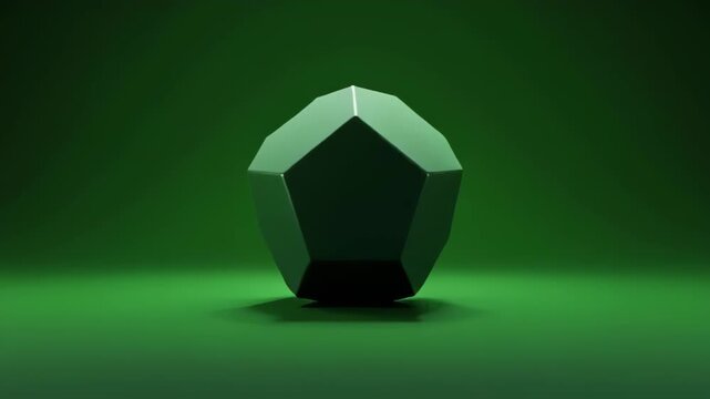 Green Pentagonal Dodecahedron Under Spot Light on Green Background