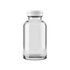 Clear glass jar with white lid isolated on transparent background