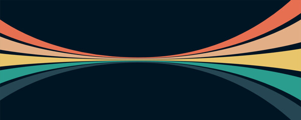 Abstract background of rainbow groovy Wavy Line design in 1970s Hippie Retro style. Vector pattern ready to use for cloth, textile, wrap and other.