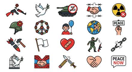 Peace and War Icons: Symbols of Conflict Resolution and Harmony
