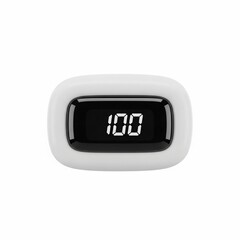 White digital timer displaying 100 on a black screen.