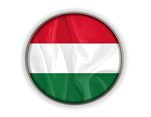 Obraz premium A circular badge displaying the flag of a European nation. The emblem showcases three horizontal stripes red, white, and green with a gold border