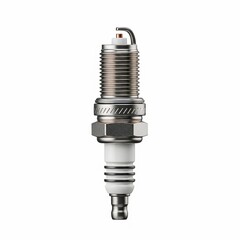 Spark plug isolated on white background, automotive component.