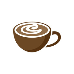 Obraz premium Stylized Coffee Cup with Latte Art Icon Vector Illustration for Cafe Branding
