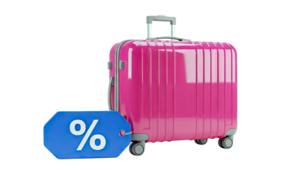 Pink Suitcase with Percentage Discount Tag