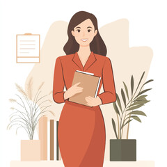 Professional Woman in Business Attire Holding a Book