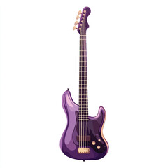 Purple Electric Bass Guitar Isolated on White Background