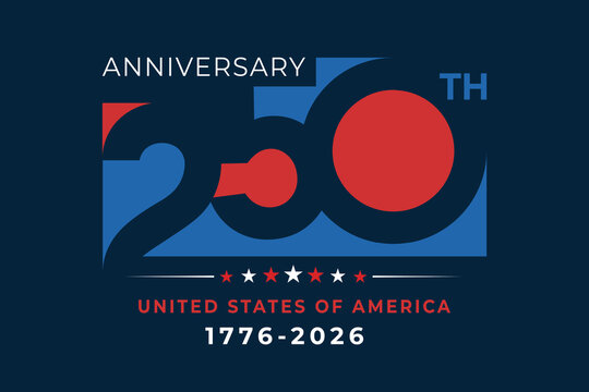 250th Years Anniversary of united states Celebration in flat Design banner background