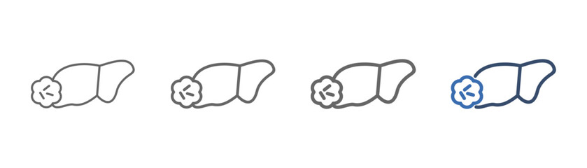 
outline icon set liver disease with liver and virus design