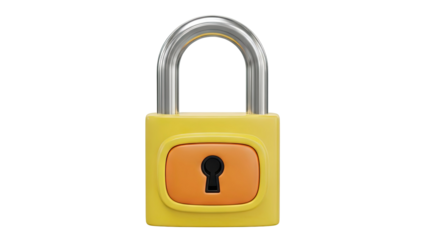 Yellow Padlock with Orange Face and Black Keyhole