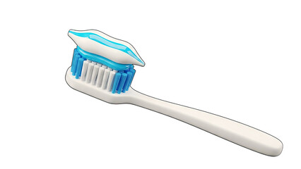 Toothbrush with Blue and White Toothpaste