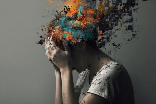 A person struggling with emotional regulation due to prefrontal cortex impairment.