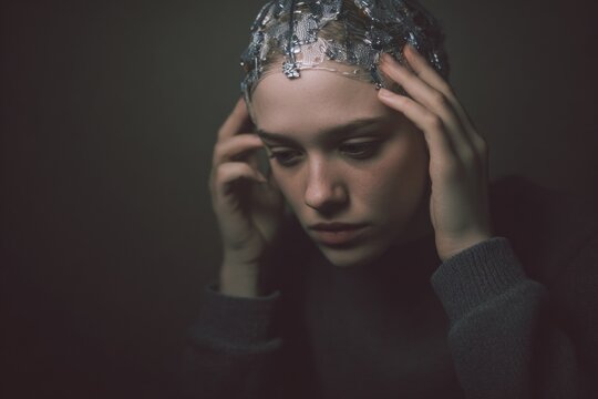 A person struggling with emotional regulation due to prefrontal cortex impairment.