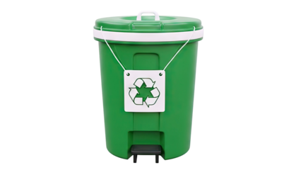 Green Recycling Bin with White Recycling Symbol and Foot Pedal