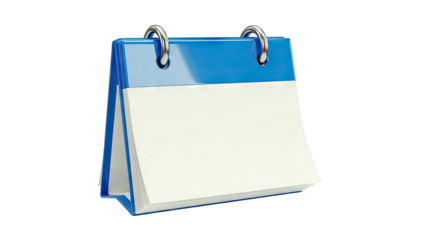 Blue Flip Calendar on White Background