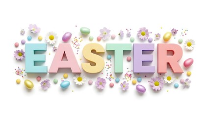 Vibrant easter sunday celebration with colorful eggs and candy