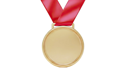 Blank Gold Medal with Red Ribbon