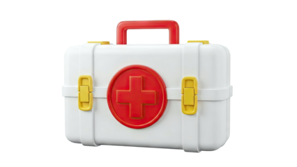 White First Aid Kit with Red Cross Emblem