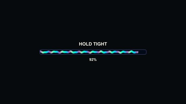 Progress bar animation displays a loading status to inform viewers to hold tight while content is being prepared. This is used by a video creator to engage the audience.