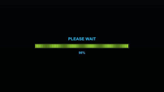 A progressbar animation displays a loading status for a video creator. The animation shows a green bar reaching 100 percent while viewers wait for the stream to begin.