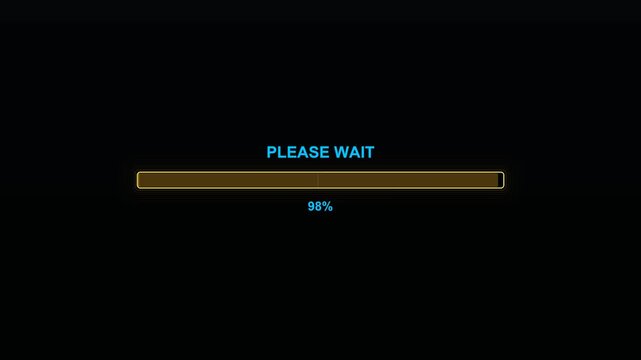 A progress bar displays an animation indicating to viewers to please wait while video content is loading or being processed on a streaming platform.