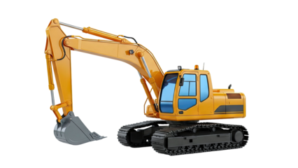 Orange Excavator on White Background
